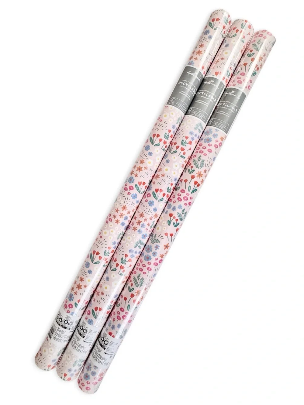 Hallmark Pink Floral Gift Wrapping Paper Lot Limited Edition 20 sq ft NWT